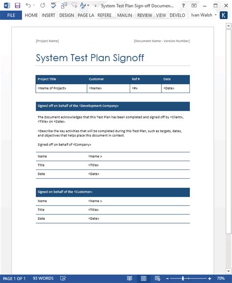 UAT Sign-Off Template Example