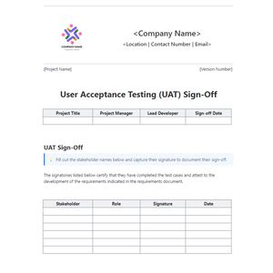 UAT Sign-Off Template Format