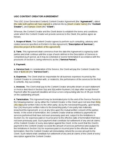 UGC Contract Templates
