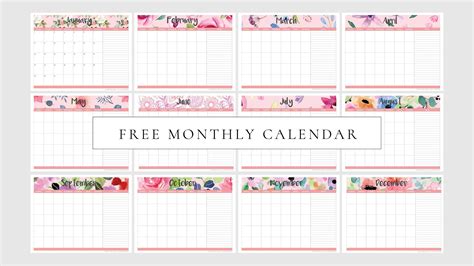 Undated calendar template for organization