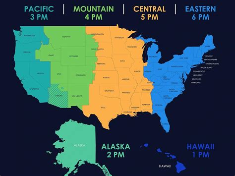 A map showing different time zones around the world