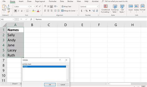 Unhide Chart on Personal Lines Worksheet