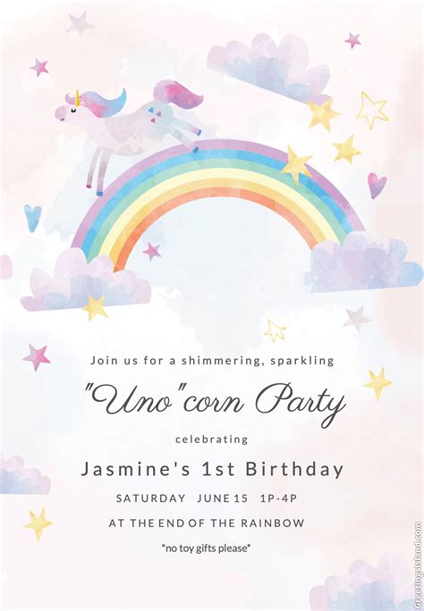 Unicorn Birthday Invitation Templates