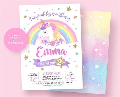 Unicorn Birthday Party Invitation Ideas