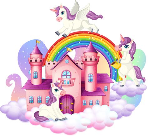 A unicorn castle coloring page with a child's colorful artwork