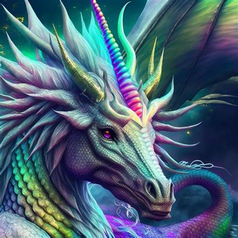 A unicorn dragon coloring page with a child's colorful artwork