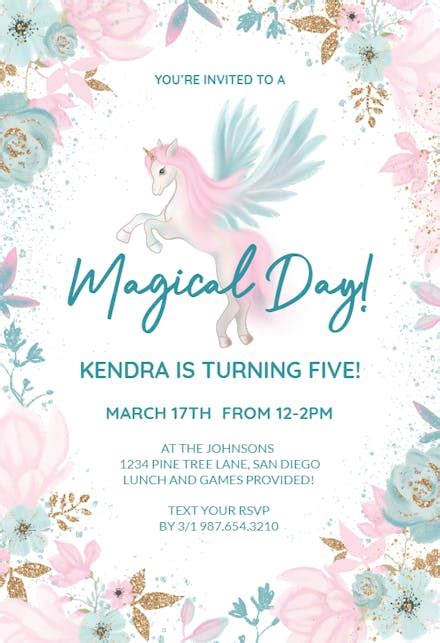 Unicorn Garden Party Invitation Template