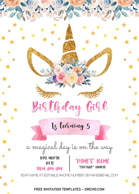 Unicorn Invitation Templates