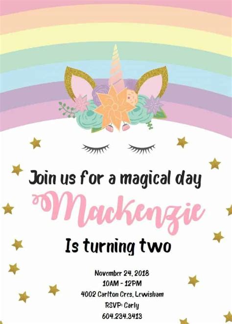 Unicorn Party Invitation Wording