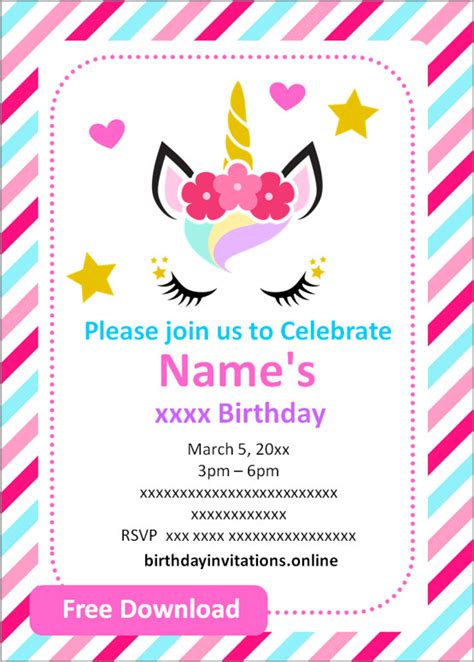 Unicorn Princess Invitation Template