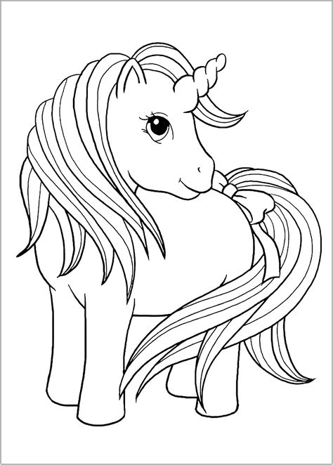 A unicorn printable coloring page with a child's colorful artwork