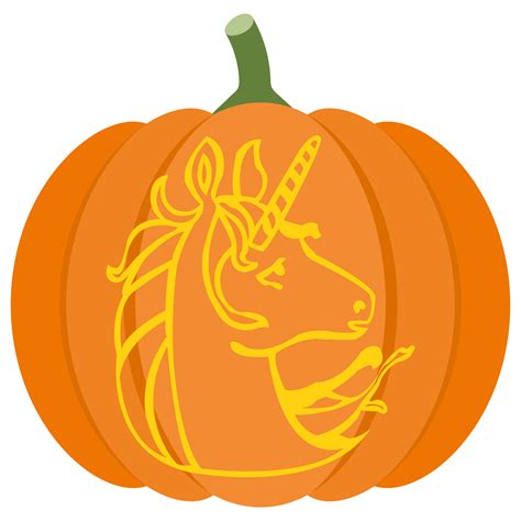 Unicorn pumpkin stencil design 5