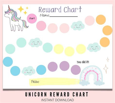 Unicorn Reward Chart Printable For Behavior