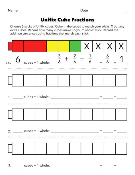 Unifix cubes fractions