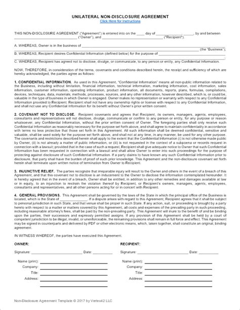 Unilateral NCND Agreement Template