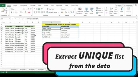 Unique Formula in Excel