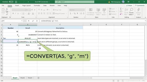 Unit Conversion in Excel