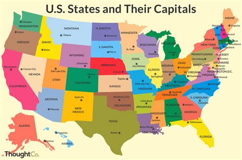 United States Map with Capitals Printable