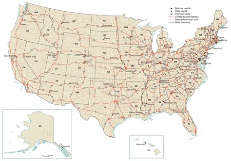 United States Map with Interstate Highways