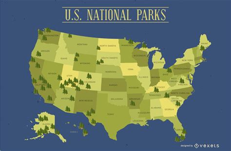 United States Map with National Parks