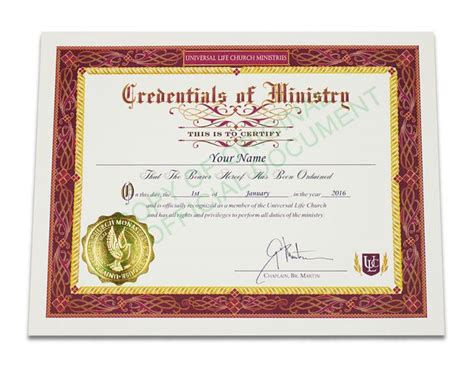 Universal Life Church Certificate