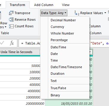 Using Power Query to Convert Unix Time