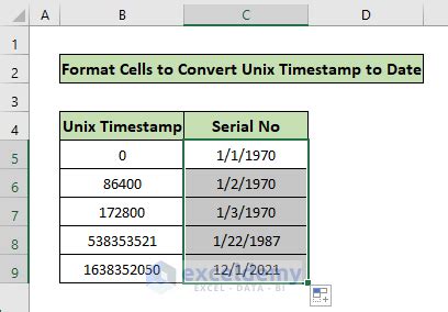 Unix Timestamp in Excel