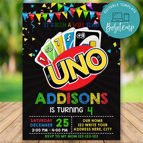 Uno Birthday Invitation Template