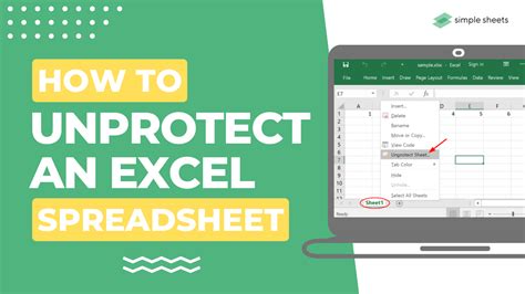 Steps to unprotect Excel spreadsheet