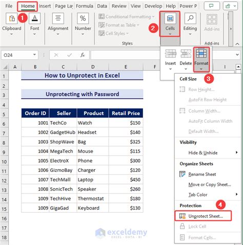 Unprotect Sheet Option