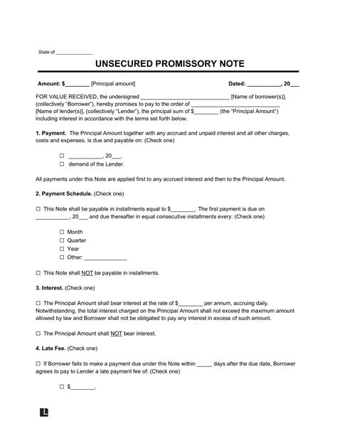 Unsecured Promissory Note