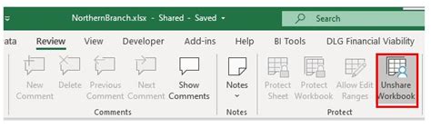 Unshare Excel Workbook