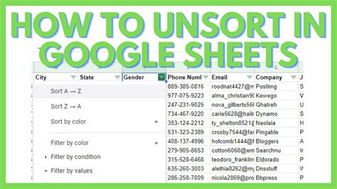 Unsort Google Sheets Formulas