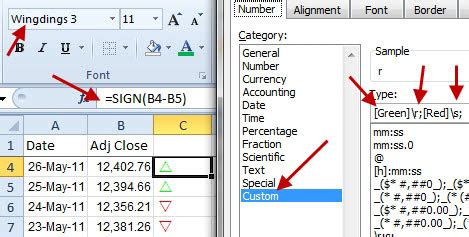 Up/Down Arrows in Excel Example