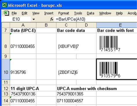 UPC-A font for Excel