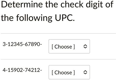 UPC Check Digit Formula