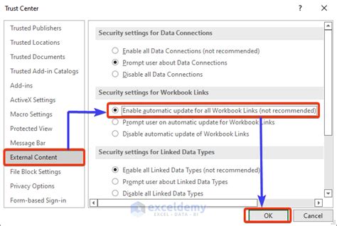 Updating links to external workbooks or worksheets