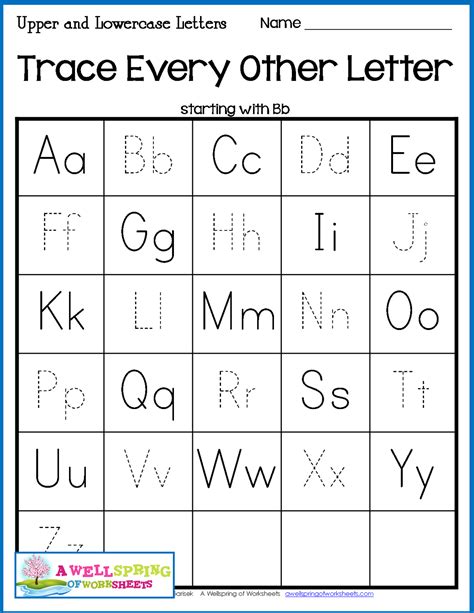 Uppercase and lowercase letter tracing printables for kids