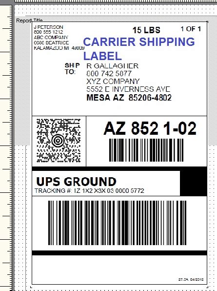 UPS International Label Template