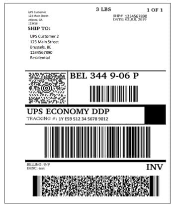 UPS International Shipping Label Template