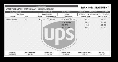 UPS Pay Stub Template with Logo