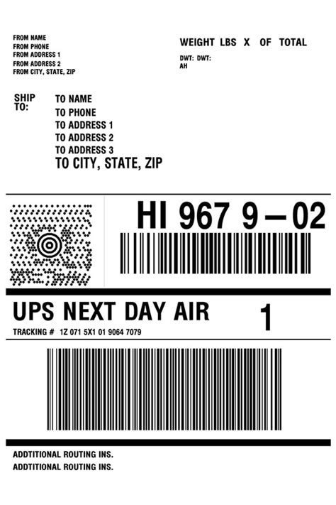 UPS Shipping Label Template with Barcode