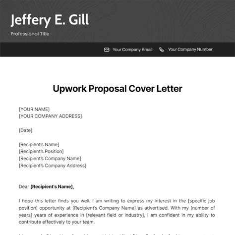 Upwork Cover Letter Template