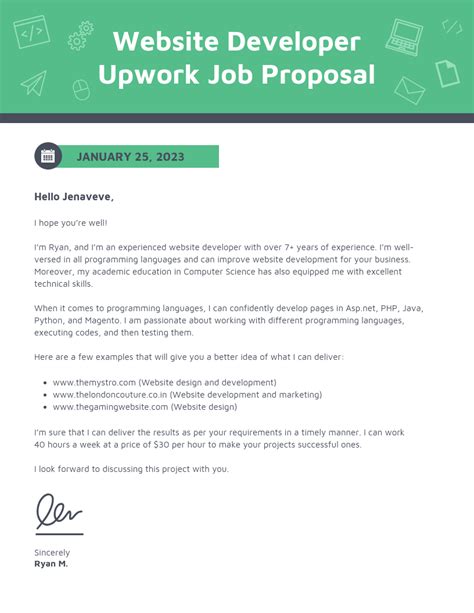 Upwork proposal template