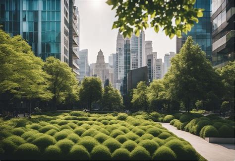 An urban green space with a skate park and basketball court