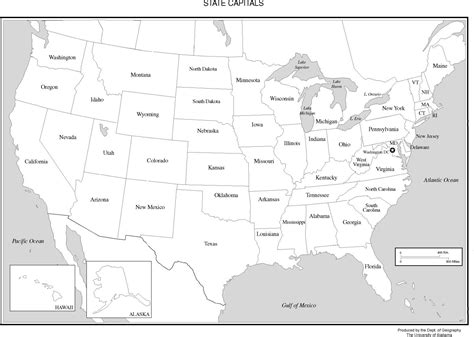 A black and white printable US map