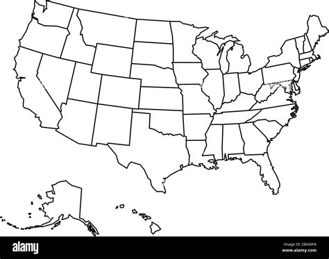 A black and white US map