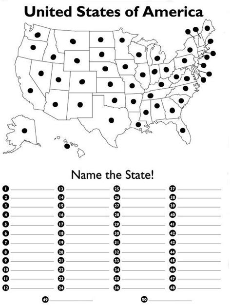 US Map Quiz Printable Challenges