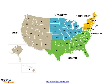 US Map Template with Regions