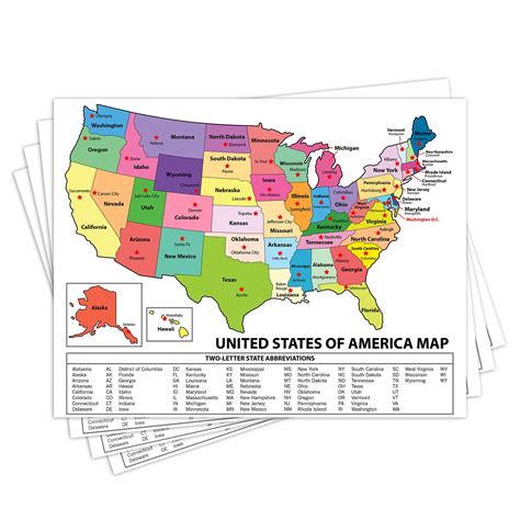 US Map with Capitals Educational